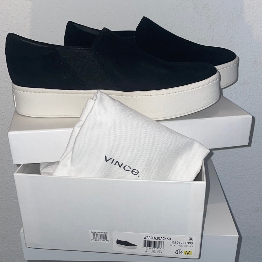 Vince Black and White Loafers with Chunky Sole